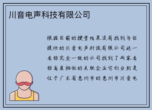 川音电声科技有限公司